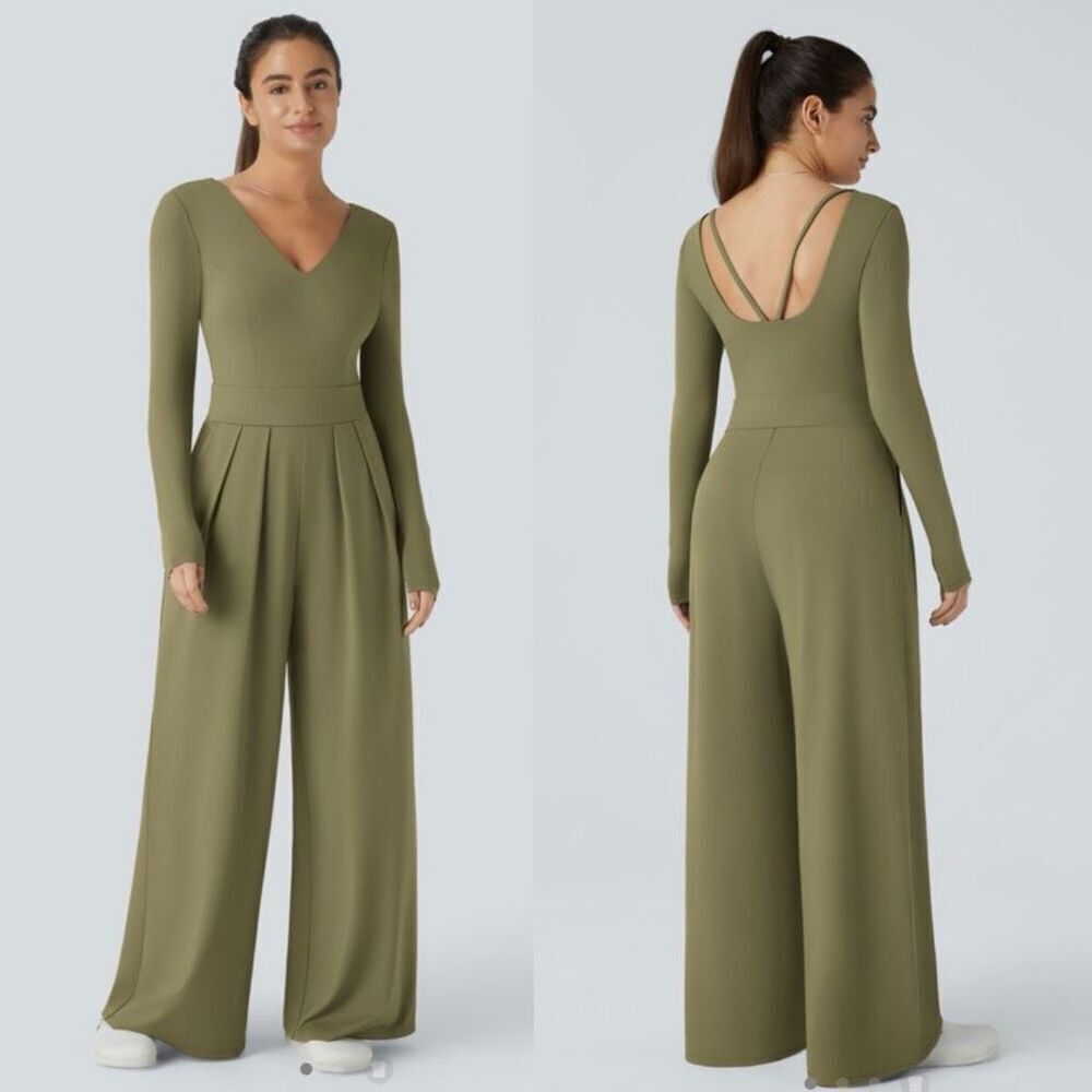 HALARA Olive Green Long Sleeve Jumpsuit